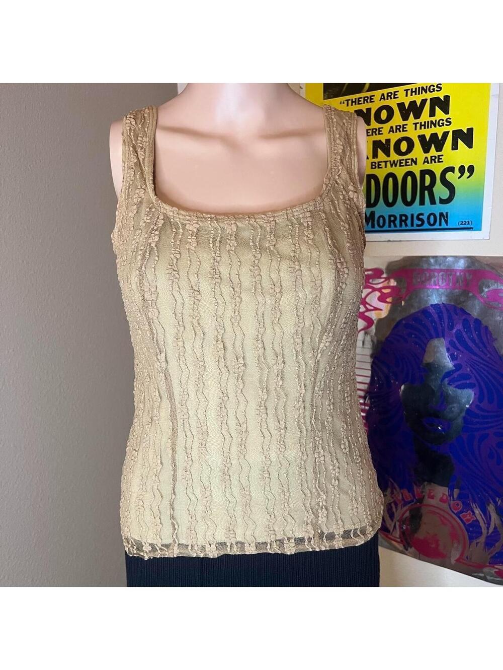 Vintage Tan Floral Bohemian Tank Top